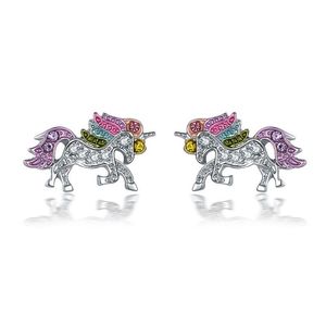 Mode licorne chat boucles d'oreilles femmes filles coloré Zircon oreille bijoux enfants accessoires