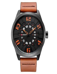 Fashion Unique Big Digital Mens Watchs Imperproping Quartz Clock Top Brand Curren Curren Leather Strap With Date Wrist Wrists Relojes4660000