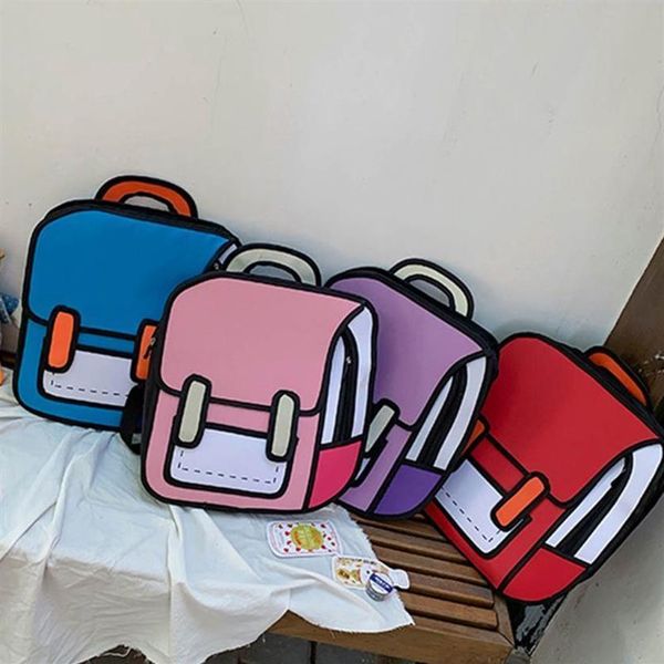 Mochila de dibujo 2D unisex de moda, bolso escolar de dibujos animados lindo, mochila de cómic para adolescentes, niñas, niños, mochila de viaje, mochila K7262114