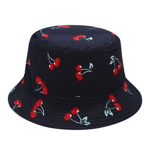 Mode unisex dubbelzijds fruit vol printen visser hoed voor mannen vrouwen brede rand hoed buiten strand zonbeveiliging pet