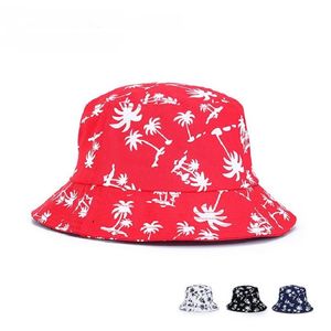 Mode unisexe pliable cocotier impression seau chapeau hommes disquette Bob casquette pêcheur chapeaux femmes Hip Hop casquettes protection solaire251r