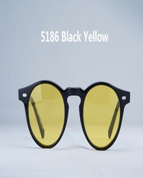 Fashion Unisex Gregory peck V5186 Blauwgetinte zonnebril Retrovintage rond Design4523150UV400 Brillenset met volledige set OEM-outlet4095515