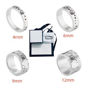 Mode unisex luxe schedelring voor mannen dames unisex spook designer ringen sieraden spleet kleur met doos 4 mm 9 mm 12 mm