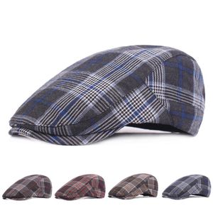 Mode unisex gewoon katoenen plaid klimop hoed verstelbare piek cap mannen vrouwen krantenjongen petten plat rijden cabbie cap berets263y