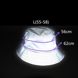 Mode-unisex reflecterende hoed gloed in de donkere hip hop outdoor zomer strand vissen zon emmer hoed bob kapper Caps WFGD809 Y19070503