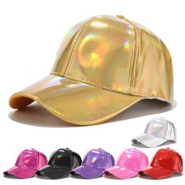 Mode Unisex Zilver Goud Laser Baseball Cap Vrouwen Mannen Hip Hop Caps Holografische Pet Sport Regenboog Basketbal Hoed 240116