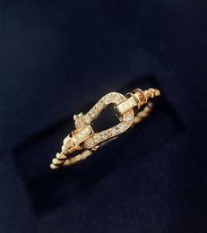 Fashion Ushaped 8Character Horseshoe Ring Wide and N Version Full Diamond Sier plaqué 18K Rose Gold Fp3y7164433476