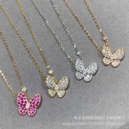 Fashion V Gold High Version Vantasy Collier Butterfly Produit Femme Phantom Full Diamond Pendant 18K Rose Clover Collar chaîne avec logo