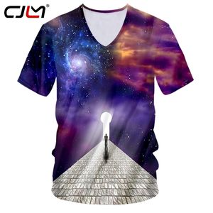 Mode V Cou T-shirt 3D Starry Sky Road T-shirt drôle Streetwear Hommes T-shirt Tout le corps Impression Survêtement surdimensionné 220623