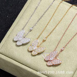 Fashion Van Butterfly volledige diamanten ketting voor vrouwen 18K rosé goud verguld met kraagketen hanglive uitzending met logo