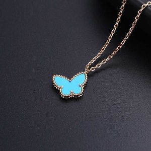 Mode van vlinder ketting ketting dames high -end blauw agaat kraagketen uniek ontwerp licht luxe halsketen met logo