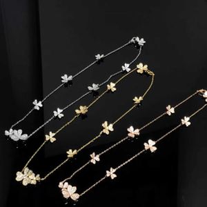 Fashion Van Clover Full Diamond Checklace Product Collar de oro rosa con logotipo