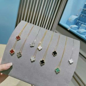 Fashion Van Clover ketting Hoge versie S925 Sterling Silver Natural Beimu Agate hanger Classic Double Sided Lucky with Logo