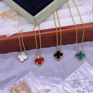 Fashion Van Clover Necklace v Gold High Version White Fritillaria Red Jade Chalcedony Agate Laser CNC Precision met logo