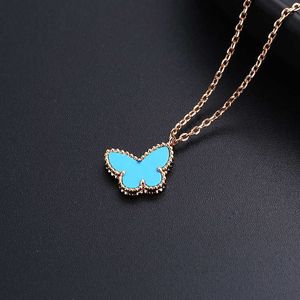 Fashion Van Light Luxe Witte agaat Snake Bone Chain S925 Silver Butterfly ketting Vrouw Rose Gold Crowd Design High Sense with Logo