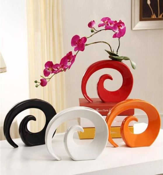 Floreros de moda florero de cerámica moderno para decoración del hogar florero de mesa blanco rojo negro naranja Color elección 1700342