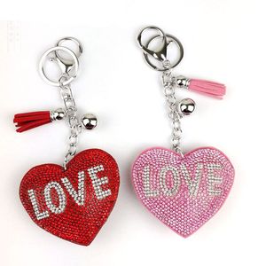 Mode velours diamant ensemble amour coeur porte-clés Version coréenne sac pour femmes porte-clés pendentif bijoux accessoires