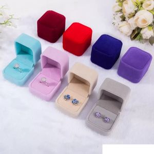 Mode Velvet Jewelry Boxes Cases For Rings Stud Earrings sieraden Geschenkverpakking Display