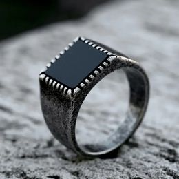 Fashion vintage 14K Golt Signet solide en pierre onyx anneaux pour hommes femmes punk bijoux simples bijoux cadeaux