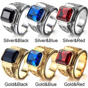 Mode Vintage Blue Crystal Ring Hip Hop Punk Rock Gold Color Dragon Ring For Men Women Vintage Wedding verlovingsringen