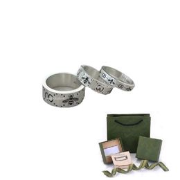 Fashion vintage classique argent en argent bande anneau bague a un tampon pour hommes pour femmes billets bijoux lovers bijoux de bijoux couple cadeau