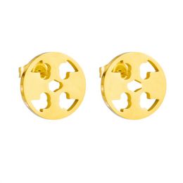 Fashion Vintage Four Leaf Clover Stud boucles d'oreilles designers pour femmes boucles d'oreilles hommes 18K plaqué or bohème rond boucle d'oreille bijoux Orecchini Schmuck Chirstmas Party Gift