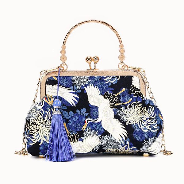 Moda Vintage Fringe Bag Small Shell Bolsas Cadena Mujeres Hombro Crossbody Bolsa Crane Flying Bolsos para mujer Monederos 240229