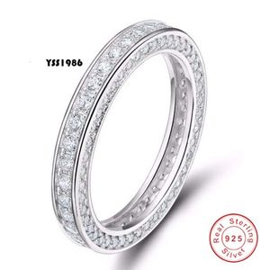 Fashion vintage sieraden Real Sterling Sier Full Round Cut White Sapphire CZ Diamond Gemstones Women Wedding Band Ring Gift Maat 5-10
