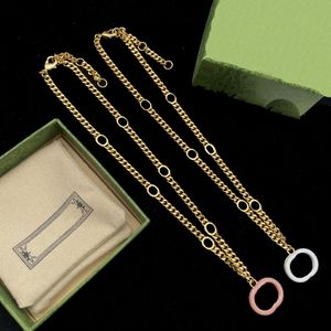 Fashion Vintage Ronde Dubbele Letter Ketting Dames Sieraden Gelaagde Accessoires Unisex Designer Geschenken Hanger Sieraden voor Kerstmis