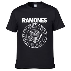 Mode-vintage zeefdruk Ramones Retro Logo Amerikaanse Punk Rock Band Muziek Tour Biker T-shirt Mannen Katoenen Tees Tops