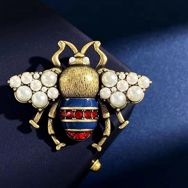 Broche Vintage de perlas de imitación con forma de abeja, alfileres antiguos, broches para mujer, joyería de diseñador de disfraces 99188t