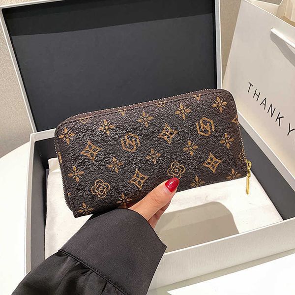 Cartera de moda para mujer, cartera con estampado coreano, nueva cartera de gran capacidad para mujer, billetera de un solo tirón, Clip para dinero para mujer 012924a