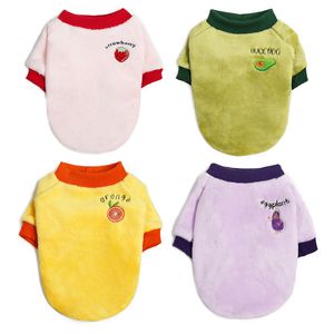 Mode chaud polaire vêtements pour animaux de compagnie chien vêtements mignon fruits broderie manteau petits chiens moyens chat chemise veste Teddy bouledogue français Chihuahua tenue d'hiver A145