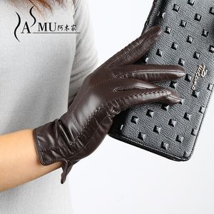 Mode chaud en cuir véritable gants dames élégantes pour l'hiver Plus velours mitaines automne femme conduite en plein air