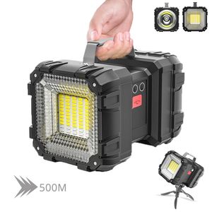 Torches puissantes lampe de poche LED XHP50 étanche double tête projecteur USB rechargeable haute puissance projecteur lanterne torche avec base