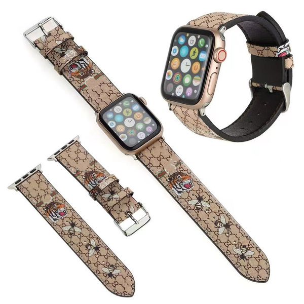 Bracelet de montre tendance pour Apple Watch Band 40 mm 38 mm 42 mm 41 mm 44 mm 45 mm 49 mm iWatch 4 5 6 7 8 Series G de luxe en cuir coloré fleur abeille serpent