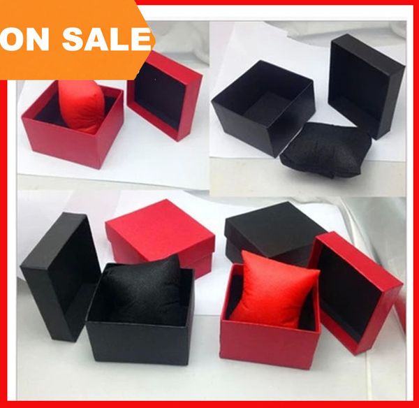 Cajas de reloj de moda, caja de reloj cuadrada de papel rojo negro con almohada, caja de exhibición de joyería, caja de almacenamiento, envío directo