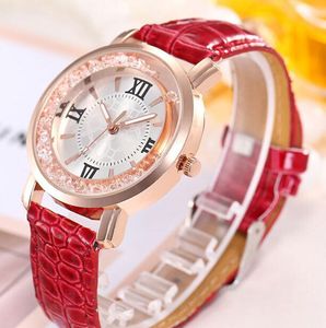 Modehorloge Festival Memorial Day Gift Clock Dames Crystal Polshorloge Zandfles Diamond Lady Lederen Quartz Horloges