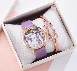 Fashion Watch for Women Fashion Amouvable strass de lapin Robbit Dames Wrist Watch Purple Quartz Clock Drop Reloj8738907