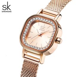 Reloj de moda para mujer, reloj de pulsera de acero inoxidable de cuarzo de lujo, regalo de San Valentín, reloj de compras informal con esfera de diamantes de imitación 240127