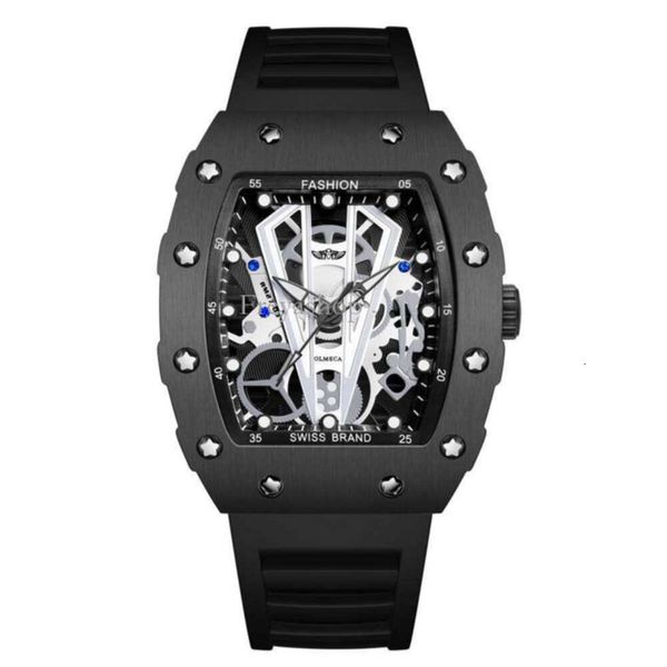 Relojes de pulsera Richardmillie Reloj impermeable Top Barrel Out Rubber Skull Sport Hollow Relojes de pulsera Nueva marca en forma Hombres RM Reloj De Hombre