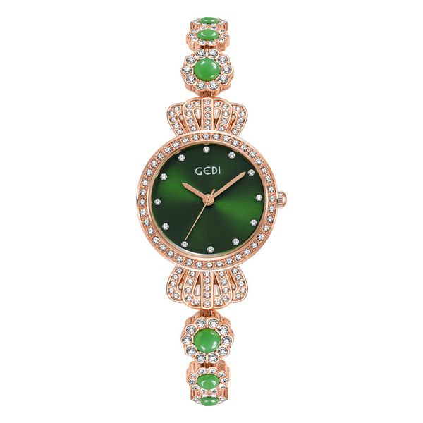 Watch Fashion, montre féminine, luxe léger, sensation haut de gamme, Jade et Watch en pierre, Warm Full Diamond Quartz Watch