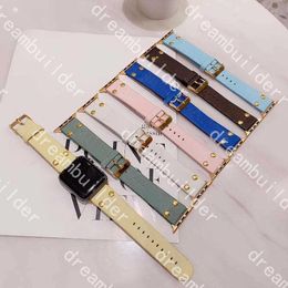 Fashion Watchband voor Apple Smart Strap 42mm 38 mm 40mm 44 mm 41 mm 45 mm Iwatch 2 3 4 5 6 7 Designer Watch Band Leather Bracelet Stripes Watchbands GHWS GHWS