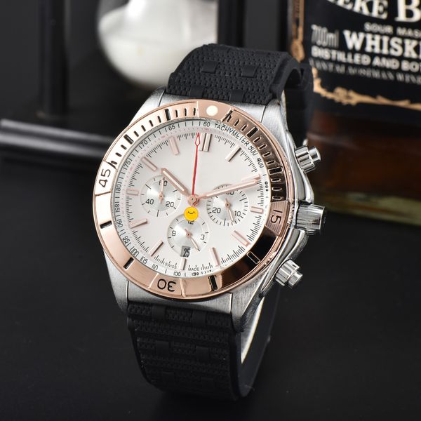 fashion Watches Montres-bracelets de marque complète hommes Style masculin multifonction luxe avec bande de Silicone horloge à Quartz BR avec boîte et verre saphir orologio ghiacciato