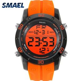Montres de mode hommes Orange décontracté montres numériques sport horloge LED mâle automatique Date montre 1145 montre-bracelet pour homme étanche 312p
