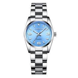 Relojes de moda para mujer, relojes de pulsera de acero inoxidable de lujo, reloj de cuarzo analógico, reloj para mujer, vestido de estudiantes, reloj femenino