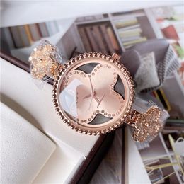 Modehorloges Dameshorloges van hoge kwaliteit Crystal Flower Big Letters Style Luxury Metal Steel Band Quartz 35 mm horloge