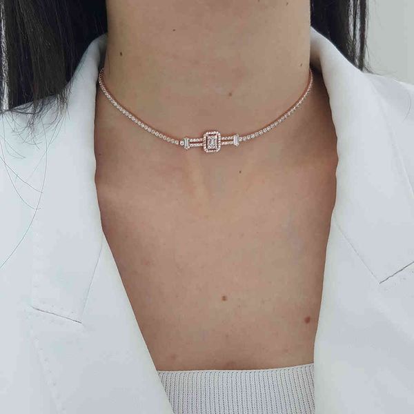 Mode Waterway diamant tour de cou 925 argent Baguette mauvais œil collier de mariage pour les femmes à la mode Super luxe turc bijoux fins