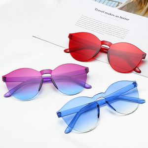 Pak van 2 pc's mode randloze ronde zonnebril lichtgewicht stijlvolle ontwerpgradiënt snoep kleurdecoratie brillen voor mannen vrouwen