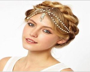 Fashion Wedding Bridal Hair Accessoires pour femmes Metal Beded Pearl Head Chain Indian Hair Bijoux Femmes Bridal Crown Ornaments H8893806